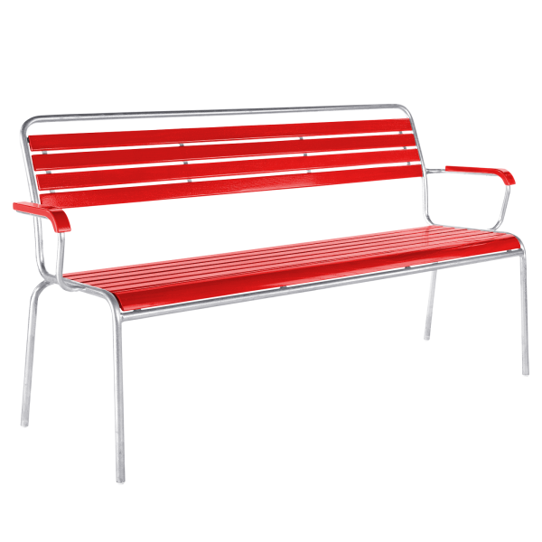Details: Slatted bench Rigi with armrest
